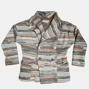 Prana Arria Jacket Wool Blend Knit Womens S Double Breasted Boho Aztec Southwest